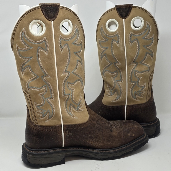 Ariat men 10EE workhog steel wide square toe boots slip oil resistant leather - Picture 8 of 11